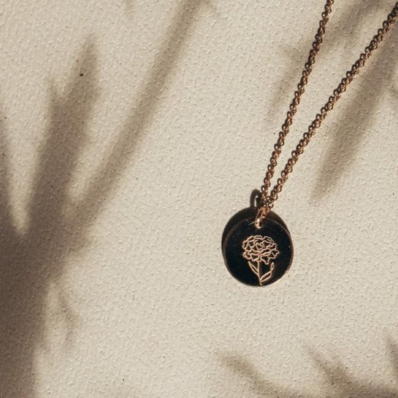 January Carnation Birth Flower Minimalist Necklace - Picture 5 of 12